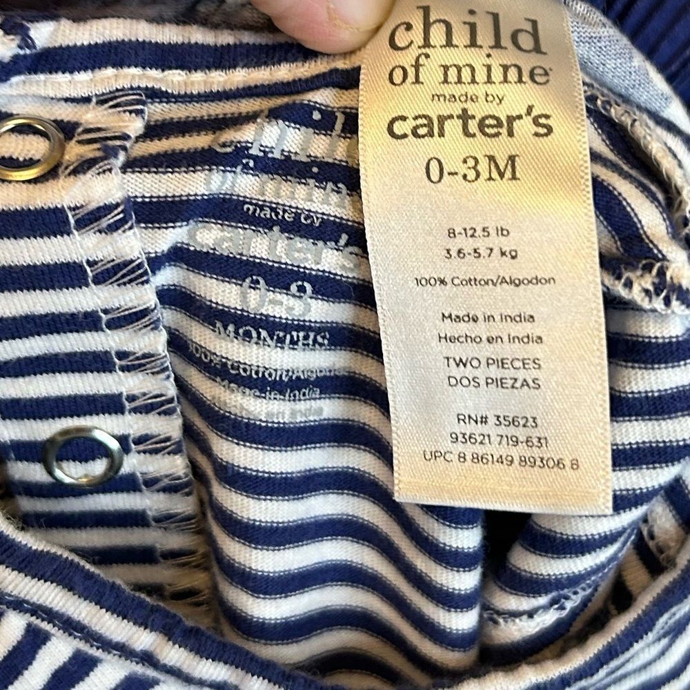 5â for $25ð¥Child of Mine by Carter's Navy Cherry Dress &âMatching Bloomers 0-3M - Picture 4 of 5
